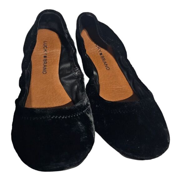 LUCKY‎ BRAND Black Velvet Ballerina Flats - Size 7 - Picture 2 of 8